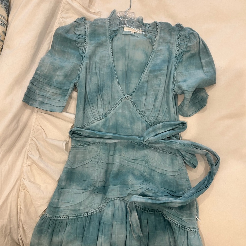 Loveshackfabcy Blue Tie-Dye Dress with Belt